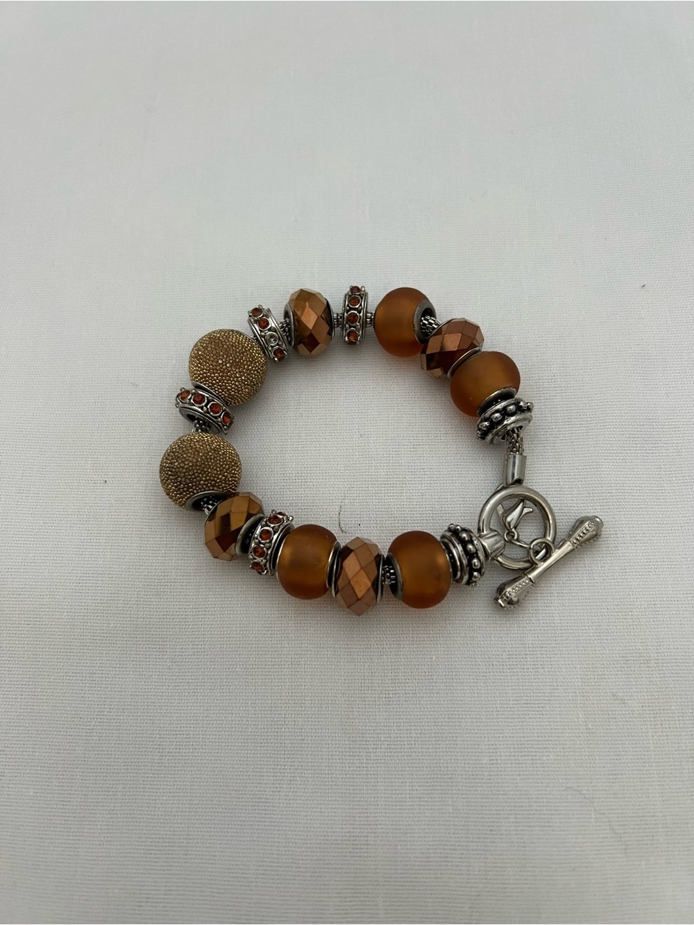 Handcrafted Brown Bead Toggle Bracelet - Unbranded